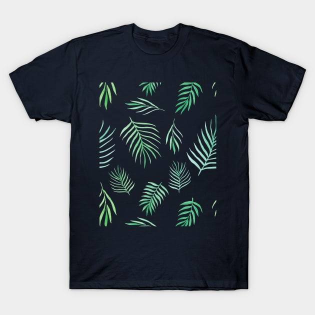 Watercolor Green Palm Leaves T-Shirt by Cation Studio